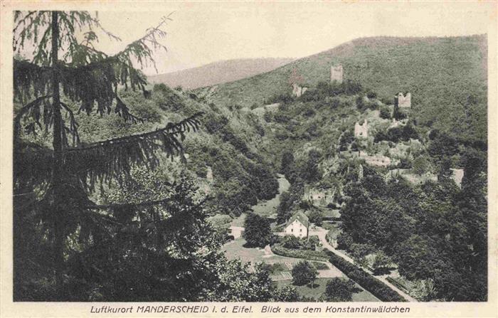 Manderscheid Eifel Panorama Luftkurort Blick aus dem Konstantinwaeldchen