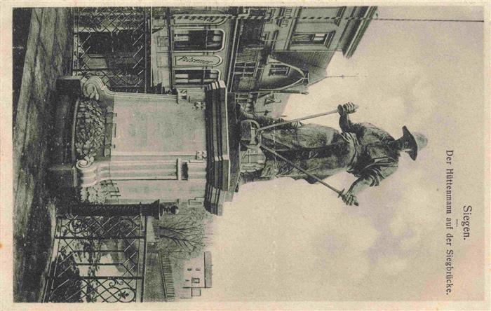 SIEGEN Westfalen Der Huettenmann auf der Siegbruecke Denkmal