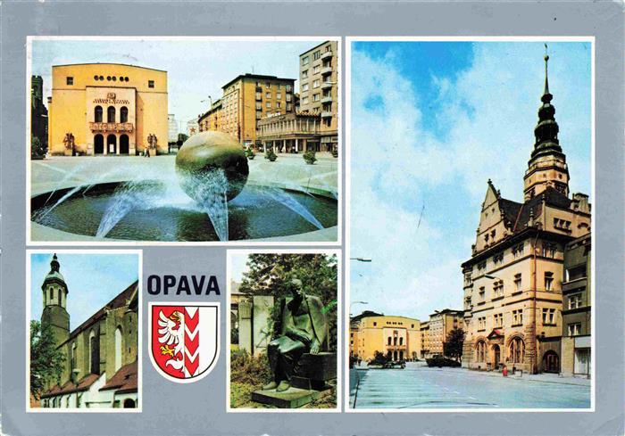Opava Troppau CZ Motive im Stadtzentrum Brunnen Kirche Denkmal