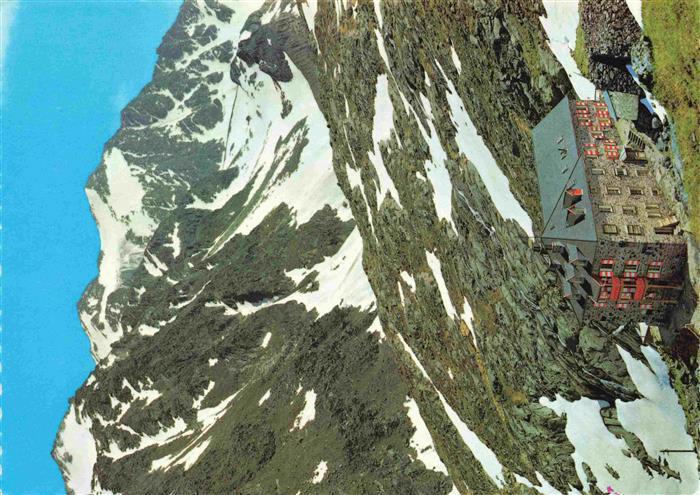 Nuernbergerhuette 2297m Stubaital AT Berghaus mit Feuerstein Stubaier Alpen