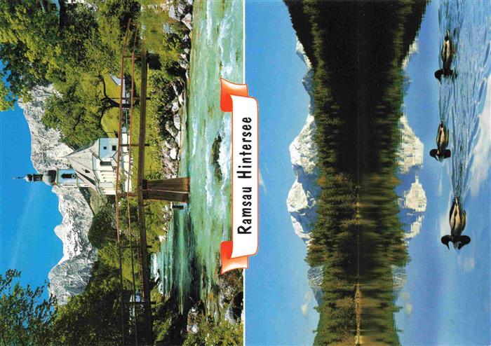 Ramsau  Berchtesgaden Blick zur Kirche Hintersee Alpen