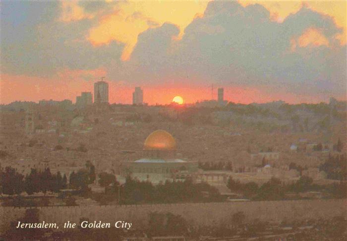 Jerusalem  Yerushalayim Israel The Golden City seen from Mount of Olives sunset