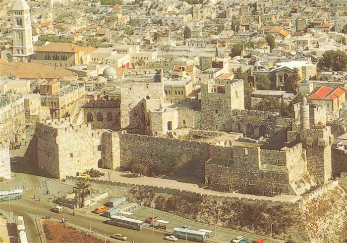 Jerusalem  Yerushalayim Israel Birds eye view Citadel and Jaffa Gate Zitadelle J