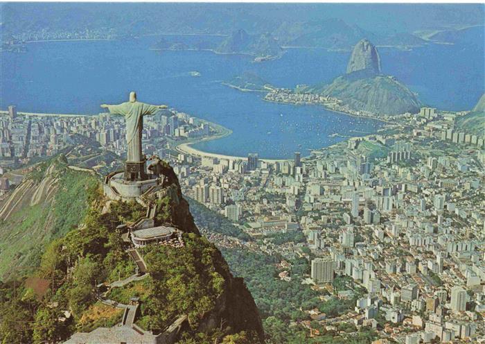 RIO DE JANEIRO Brazil Christ Redeemer Guanabara Bay Sugar Loaf aerial view