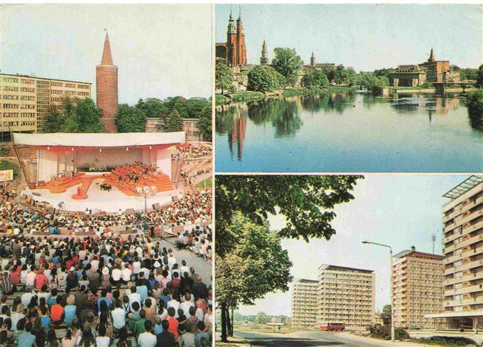 OPOLE  Oppeln Oberschlesien PL Amphitheater Partie an der Oder Hochhaeuser