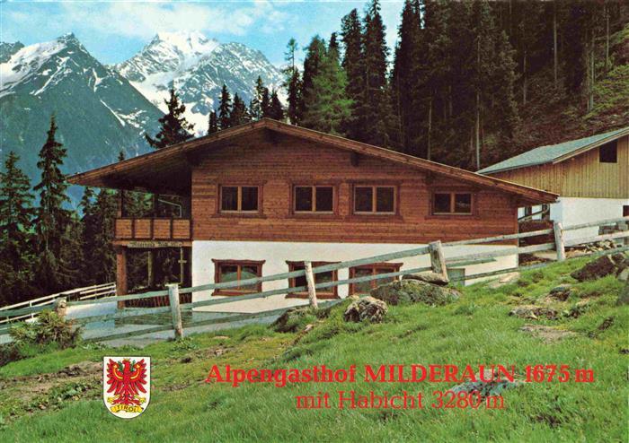 Neustift  Stubaital Tirol AT Alpengasthof Milderaun Blick gegen Habicht Alpen