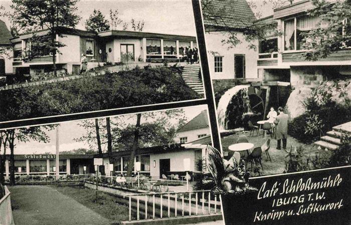 Iburg Bad Cafe Schlossmuehle Teilansichten Muehlrad