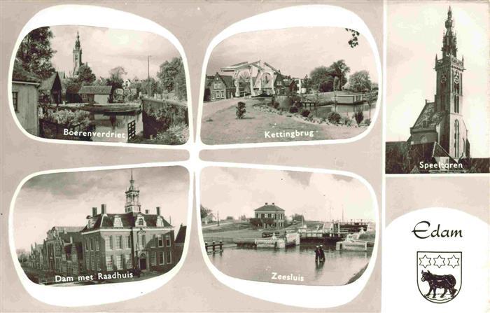 Edam NL Boerenverdriet Kettingbrug Spreeltoren Dam met Raadhuis Zeesluis