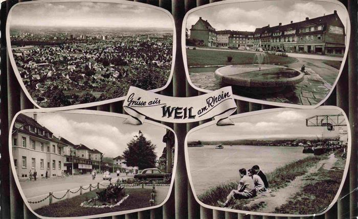 Weil am Rhein Panorama Brunnen Strassenpartie Strand