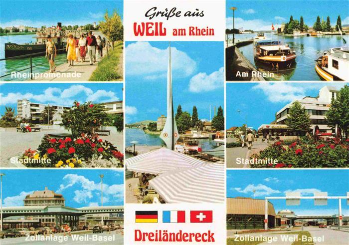 Weil am Rhein Rheinpromenade Stadtmitte Zollanlage Weil Basel Dreilaendereck Rhe