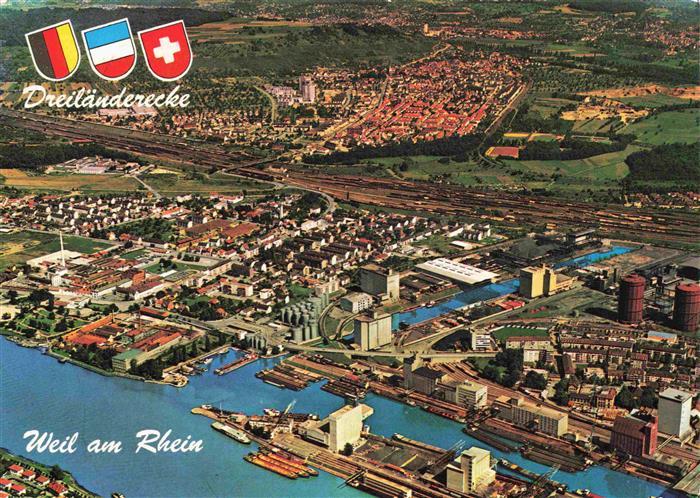 Weil am Rhein Dreilaenderecke Fliegeraufnahme