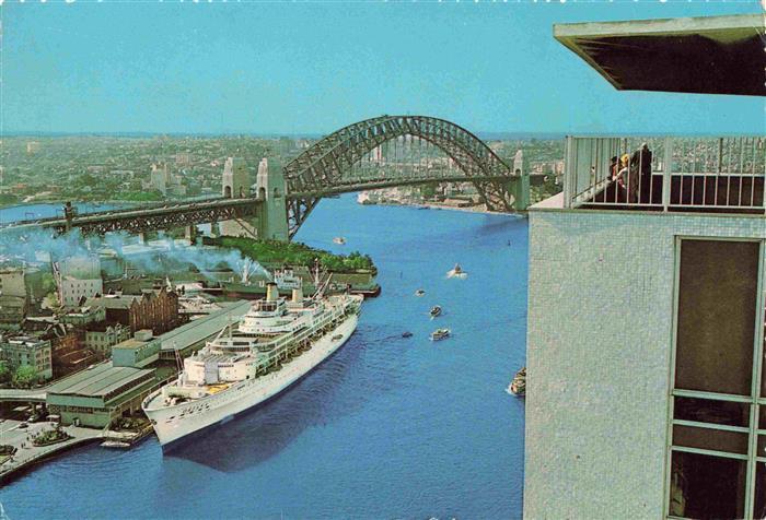 Sydney  NSW Australia Harbour Bridge and Overseas Terminal from AMP Building Cir