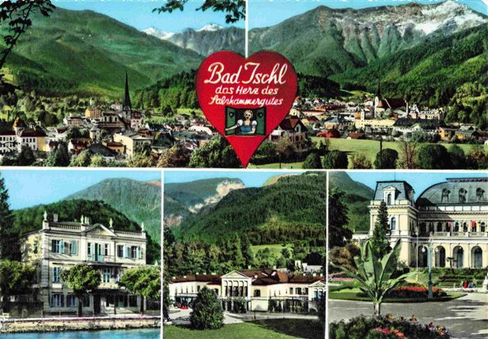 Bad Ischl Salzkammergut AT Panorama mit Dachstein und Zimnitz Leharvilla Kaiserv