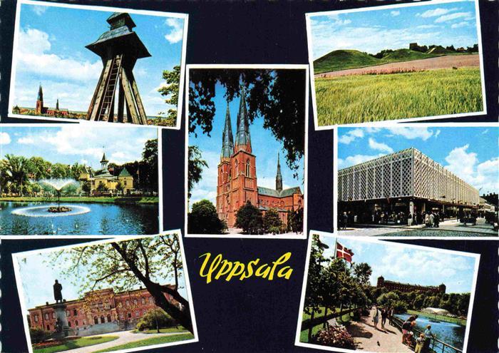 Uppsala Upsala Sweden Turm Seepartie Panorama Kirche Einkaufszentrum Promenade