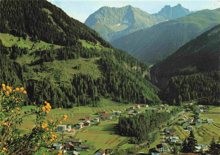 Bach Lechtal Tirol AT Panorama mit Saxerwand und Freispitze