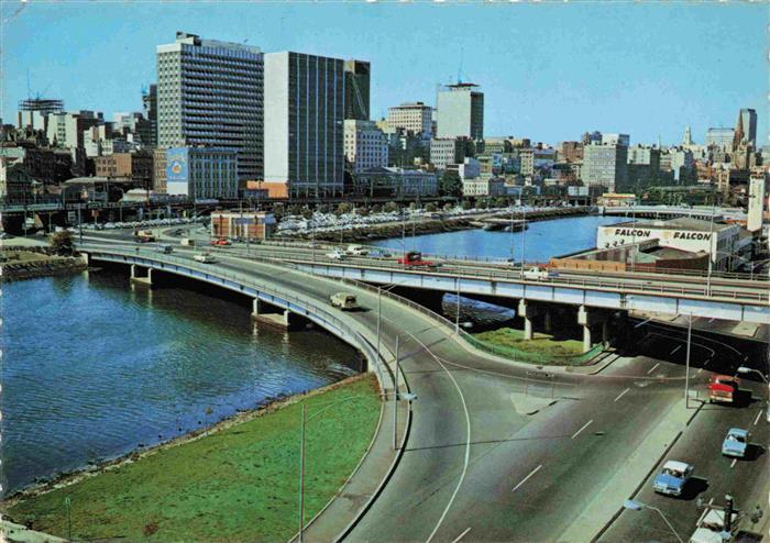 Melbourne  Australia Kings Bridge Freeway and Melbourn skyline overlooking the Y