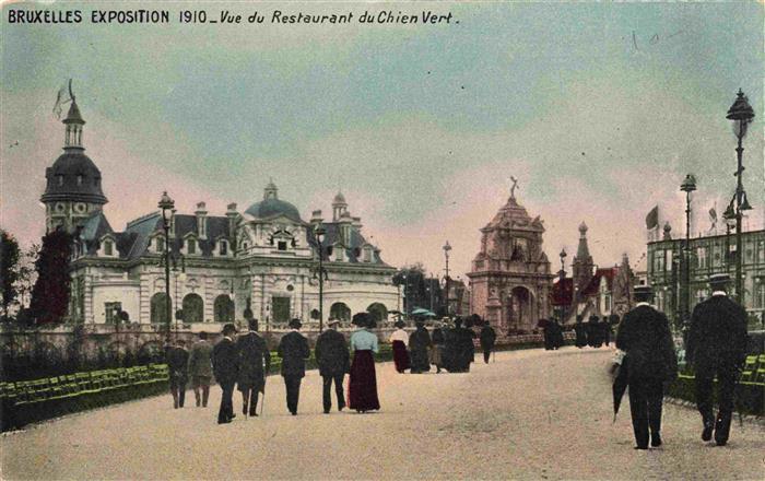 Exposition Bruxelles 1910 Vue du Restaurant du Chien Vert.
