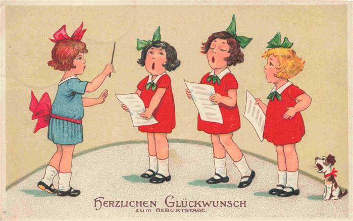 Geburtstag Birthday Anniversaire Kinder Glueckwunsch Hund