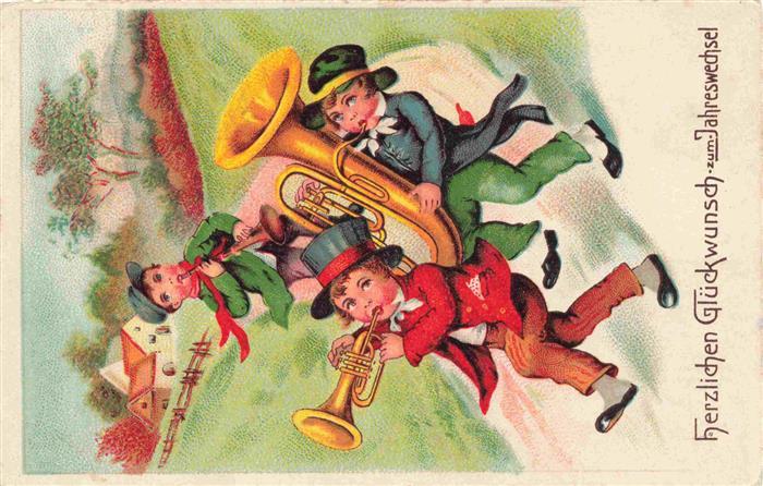 Tuba Trompete Trumpet-- Glueckwunsch Kinder Jahreswechsel