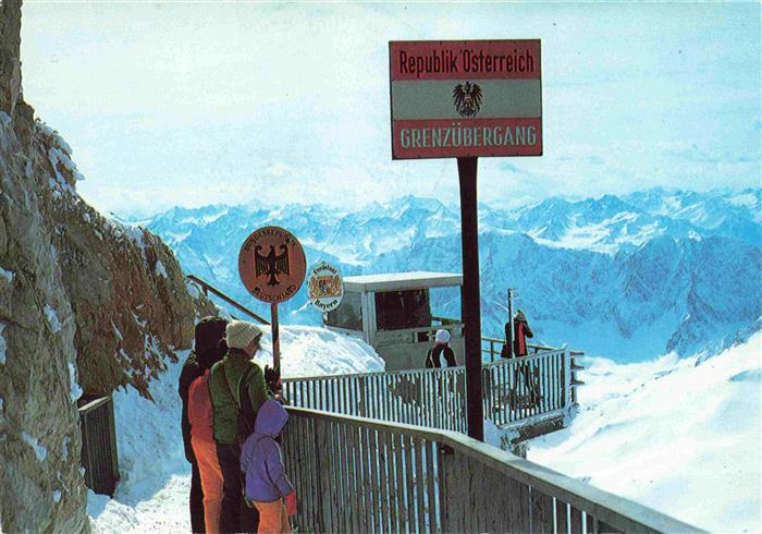 Grenze Douane Zoll Frontiere Border-- Zugspietze Deutschland oestereich