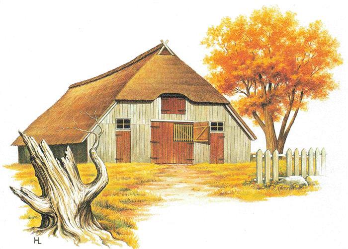 Bauernhaus Scheune und Schafstall in der Lueneburger Heide von Lise Hoff