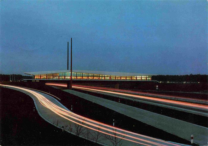 Autobahn Autostrada Autoroute Highway Brueckenrasthaus Dammer Berge