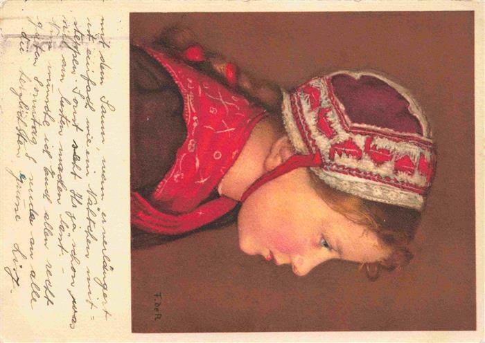 Ribeaupierre Francois de Kuenstlerkarte Die neue Haube Kind