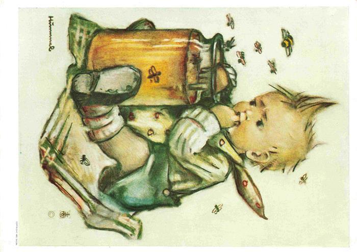 Hummel Kuenstler-AK-Nr. 5722 Joseph Mueller Munich Kind Honig