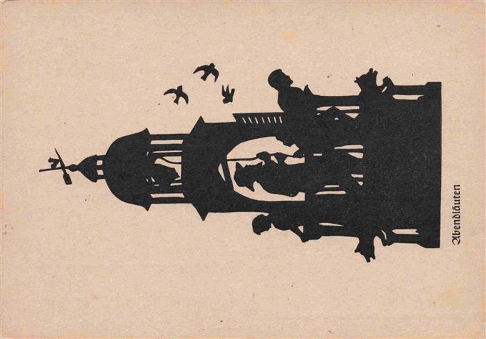 Scherenschnitt-AK Schattenbildkarte Shadowbolt Max Pickel Lauter Erzgebirge Uben