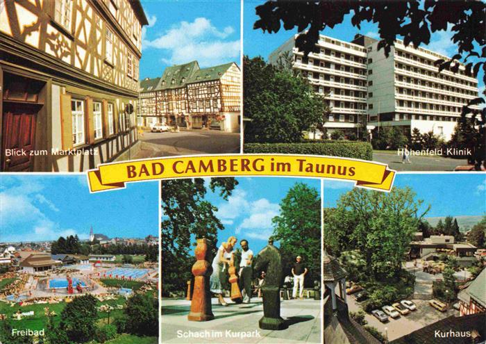 Schach Chess Echecs (auf Postkarte)-- Bad Camberg Taunus