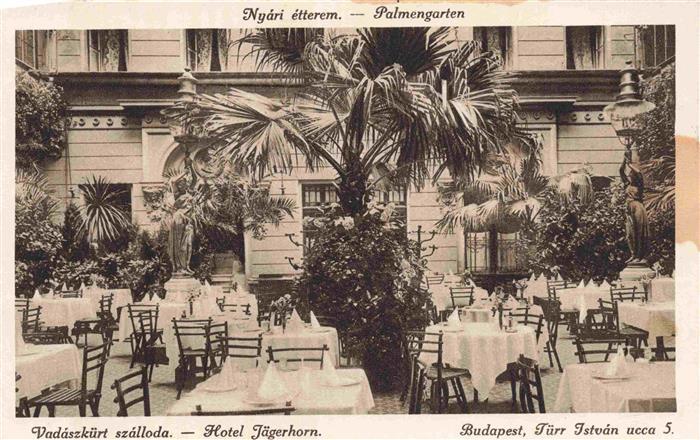 BUDAPEST HU Vadaszkuert szalloda Nyári étterem Hotel Jaegerhorn Palmengarten