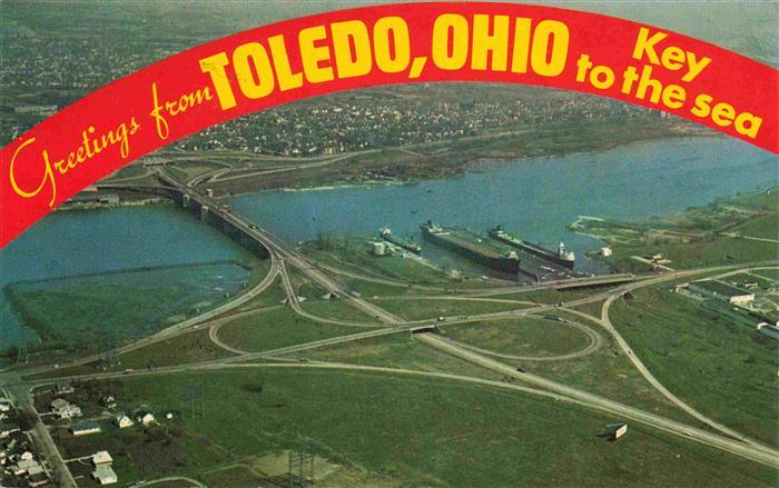 Toledo Ohio Craig Memorial Bridge aerial view