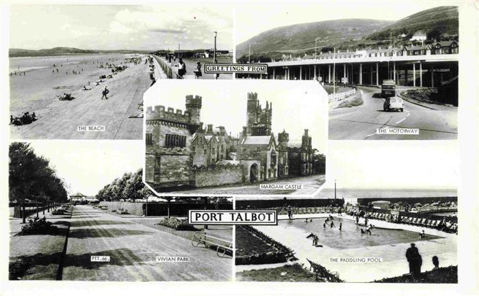 Port Talbot Wales UK Beach Motorway Margam Castle Vivian Park Paddling Pool