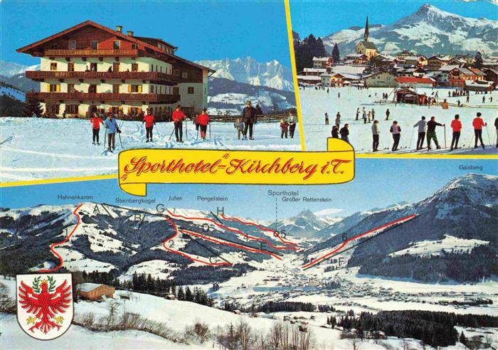 Kirchberg Tirol AT Sporthotel Wintersportplatz Alpen uebersicht Skigebiet