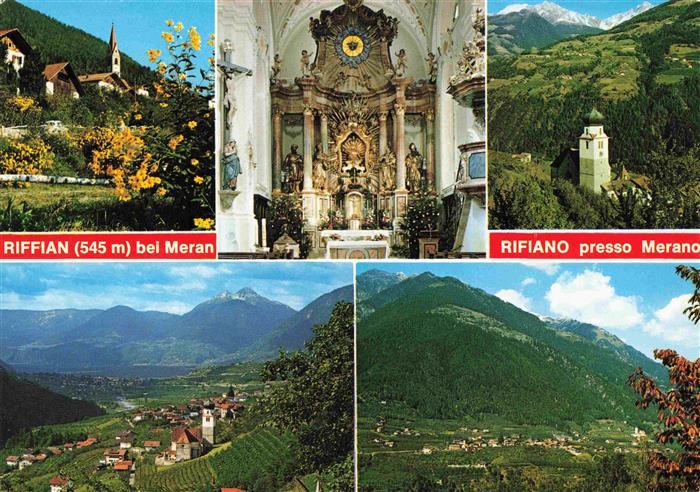 Riffian Meran IT Teilansichten Kirche Altar Landschaftspanorama Alpen