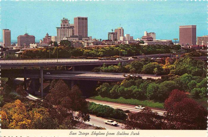 SAN DIEGO California USA Skyline from Balboa Park Freeway Interchange