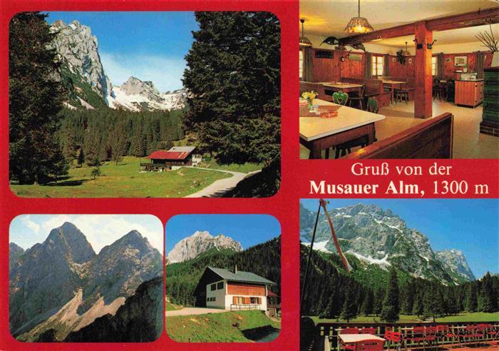 Reutte Tirol AT Musauer Alm Gastraum Landschaft Alpen