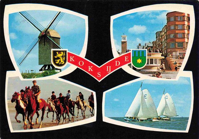 Koksijde Belgie Windmuehle Strandritt Segeln Ortsmotiv
