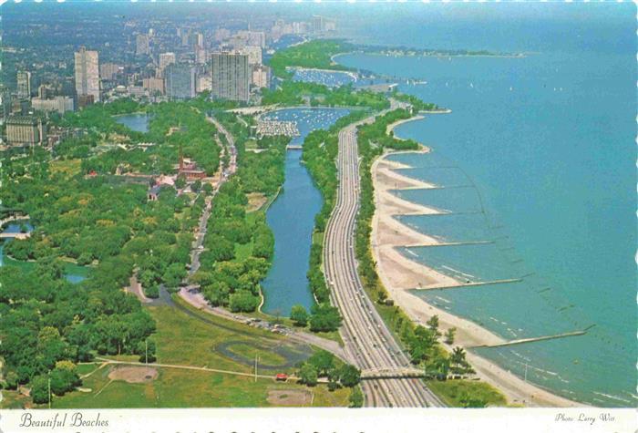 CHICAGO  Illinois USA Sandy beaches aerial view