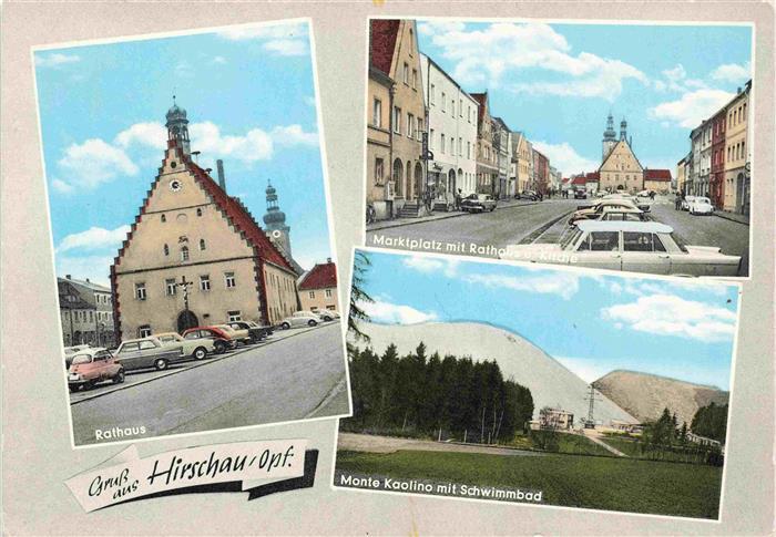 Hirschau Oberpfalz Rathaus Marktplatz Kirche Monte Kaolino mit Schwimmbad
