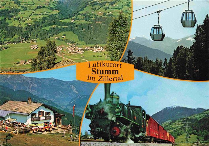 Stumm Zillertal AT Bergrestaurant Dampflokomotive Bergbahn Panorama Blick ins Ta