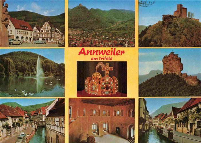 Annweiler Trifels Motive Stadtzentrum Burgruine Schwanenteich Krone Panorama