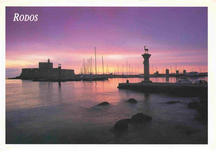 Rodos Rhodes Rhodos Greece Hafen am Abend Sonnenuntergang