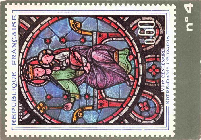 Briefmarken auf AK Timbres Postage Francobollo-- Notre Dame Paris