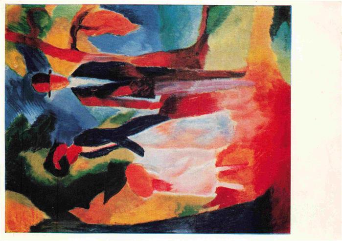 Macke August Kuenstlerkarte Leute am Blauen See Leipzig