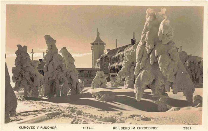 Klinovec v Rudhori 1244m Keilberg Erzgebirge CZ Winterpanorama