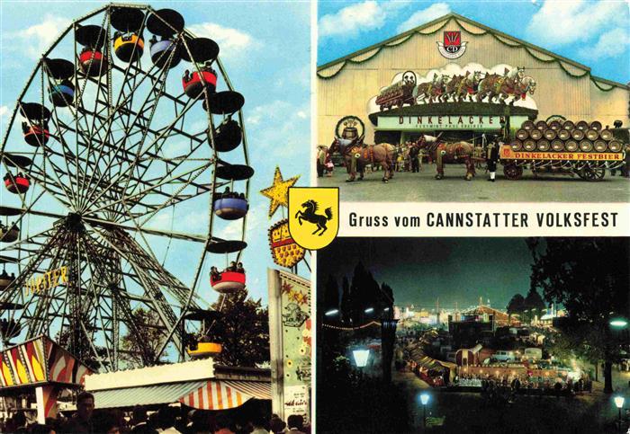 Bad Cannstatt Canstatter Volksfest Riesenrad Dinkelacker Halle Nachtansicht