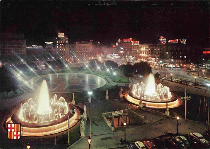 Barcelona Cataluna ES Plaza de Cataluna Vista nocturna