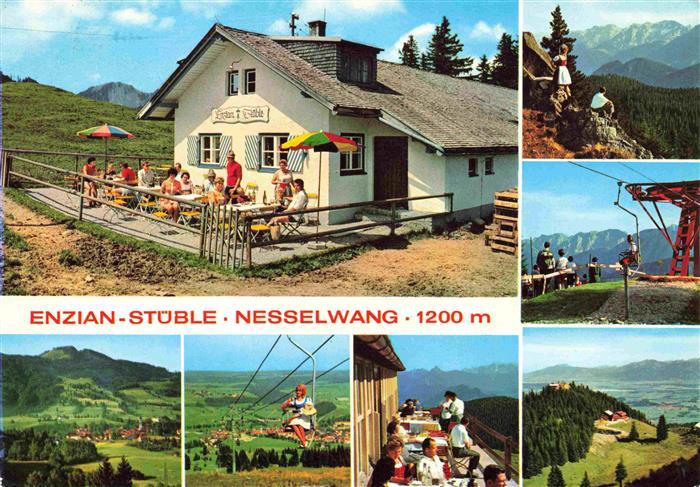 Nesselwang Allgaeu Bayern Enzian Stueble Panorama Terrasse Sessellift