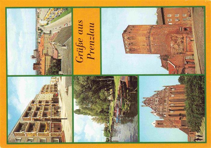 Prenzlau Brandenburg Strasse der Republik Steintor Bootshafen Marienkirche Volks